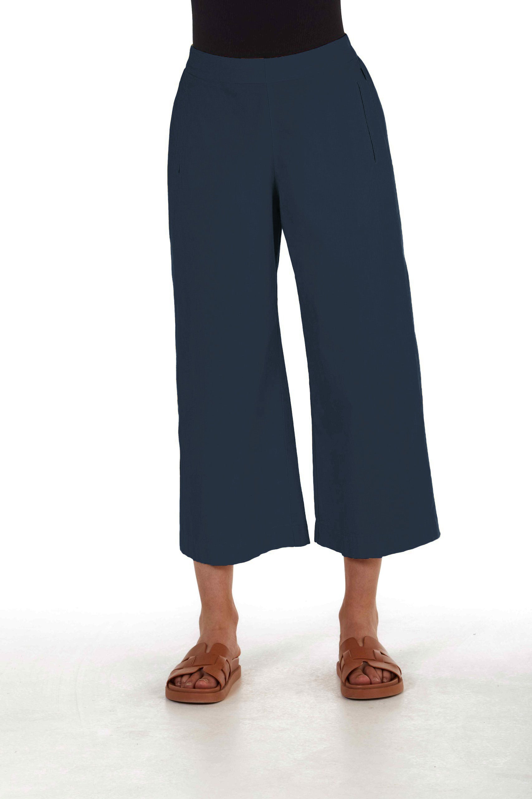 ELEMENTE CLEMENTE Cropped Wide Leg Pant in Midnight