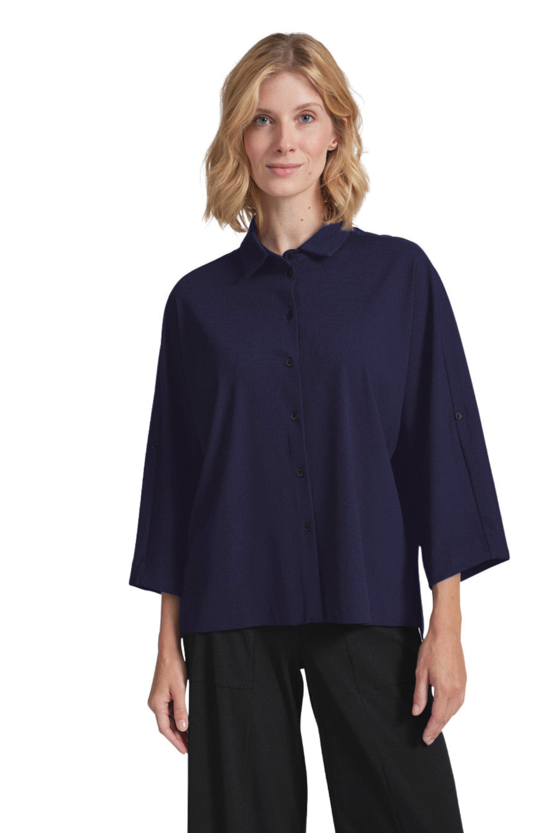 Elemente Clemente Technical Dolman Sleeve Blouse in Deep Sapphire