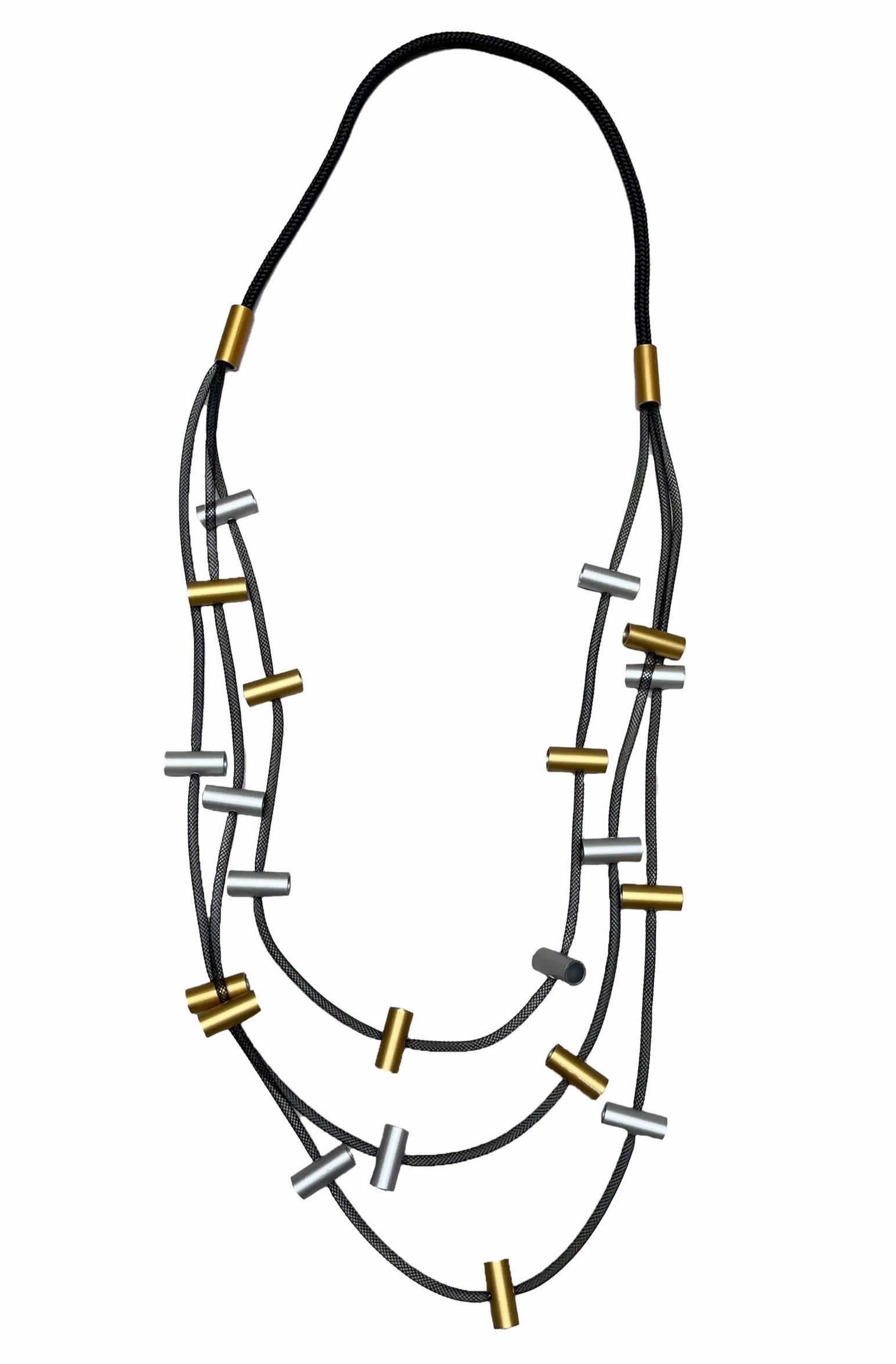 CHRISTINA BRAMPTI Three Strand Necklace - Silver and Gold