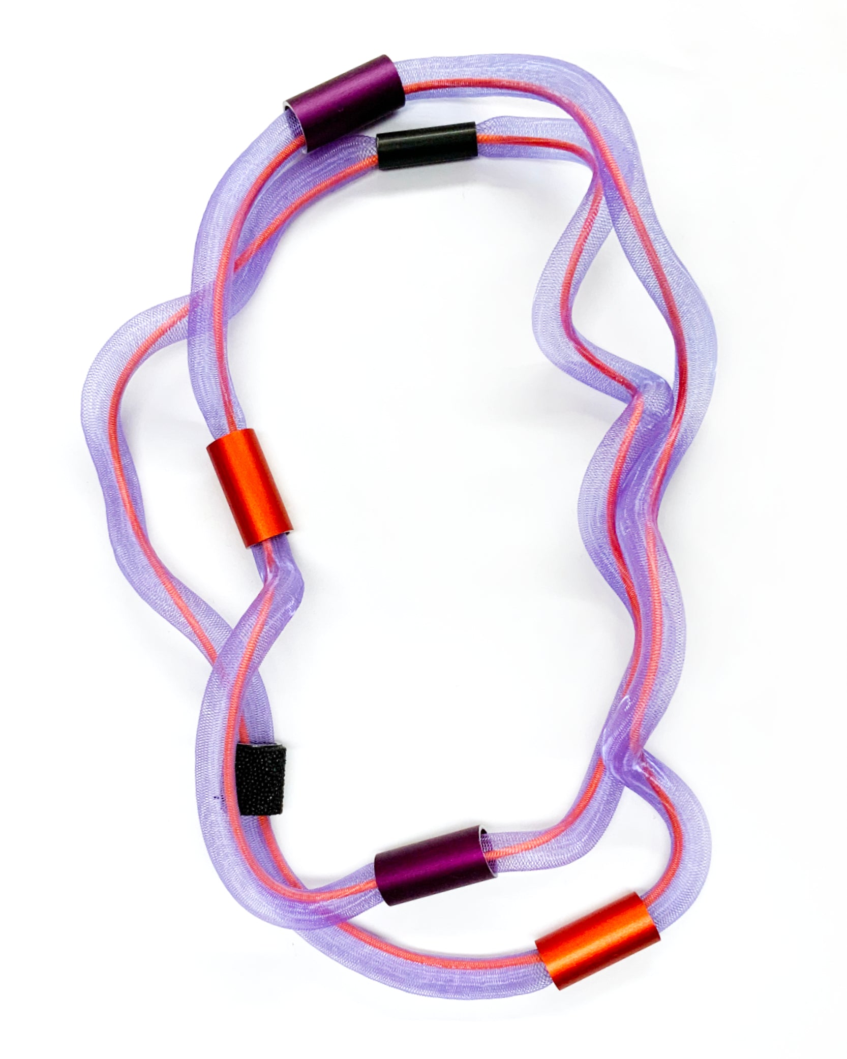 CHRISTINA BRAMPTI Colourful Twisted Mesh Necklace - Orange and Purple
