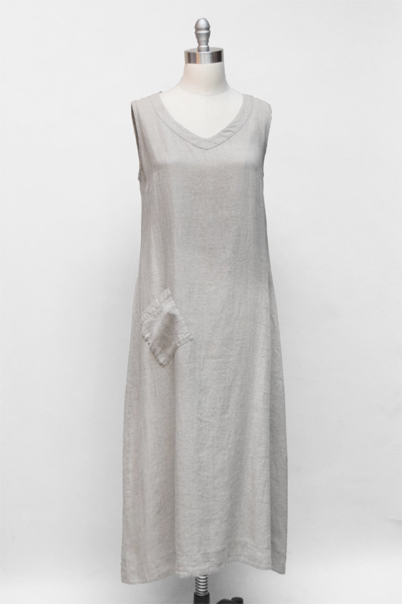 FLAX One-Pocket Long Linen Dress in Black