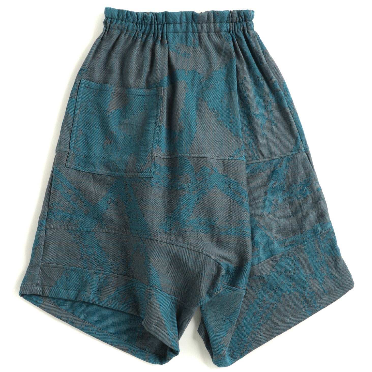 Tamaki Niime Drop Rise Cotton Pant #01 Turquoise & Grey