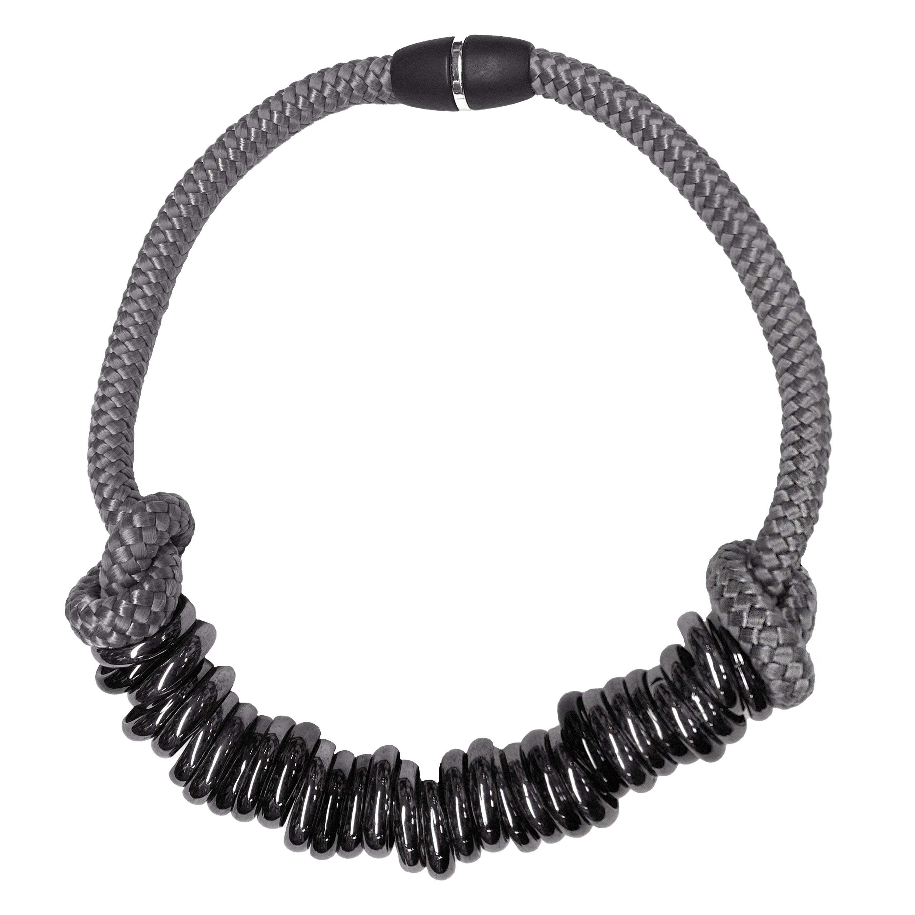 SAMUEL CORAUX Glass Ring Necklace in Grey