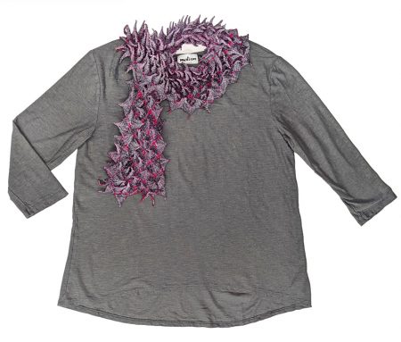 Motion cotton-linen blend hi-low tee, paired with Bunzaburo 100% silk shibori-dyed scarf, handmade in Japan