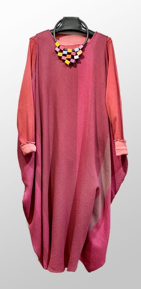 Tamaki Niime 100% cotton sleeveless onesize dress, over Motion 100% cotton mesh long sleeve tees.