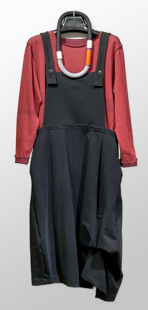Tamaki Niime 100% cotton long sleeve tee, under Mama B tucked skirt overalls.