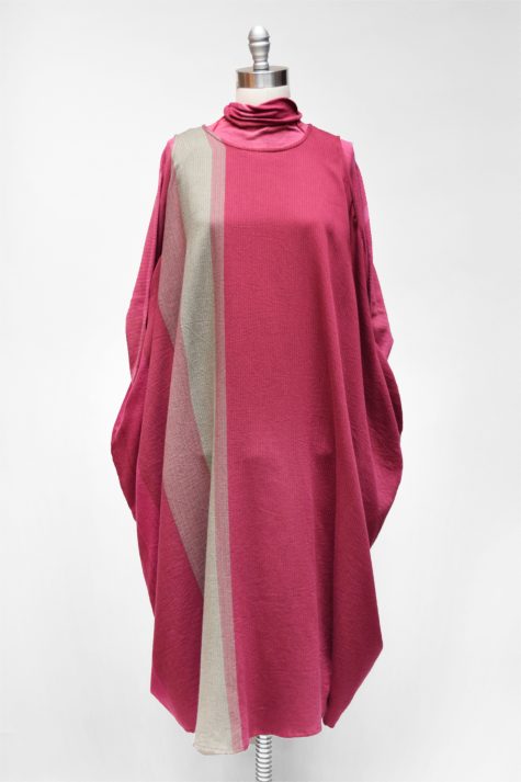 Tamaki Niime 100% cotton turtleneck under a Tamaki Niime 100% cotton sleeveless onesize dress. Reversible front-to-back.