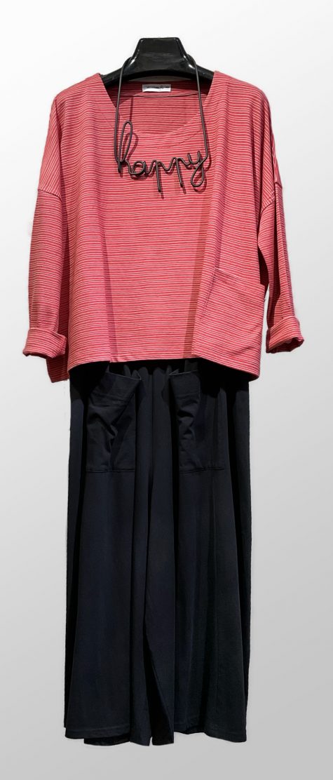 Mes Soeurs et Moi boxy striped cotton tee, over a pair of Elemente Clemente wide-leg pants in technical knit.